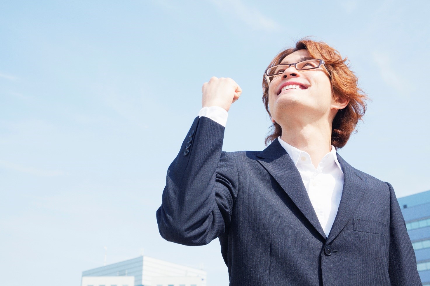 Professional looking upward toward career success and growth